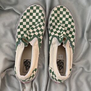 Vans Green and White Checkered Sneakers